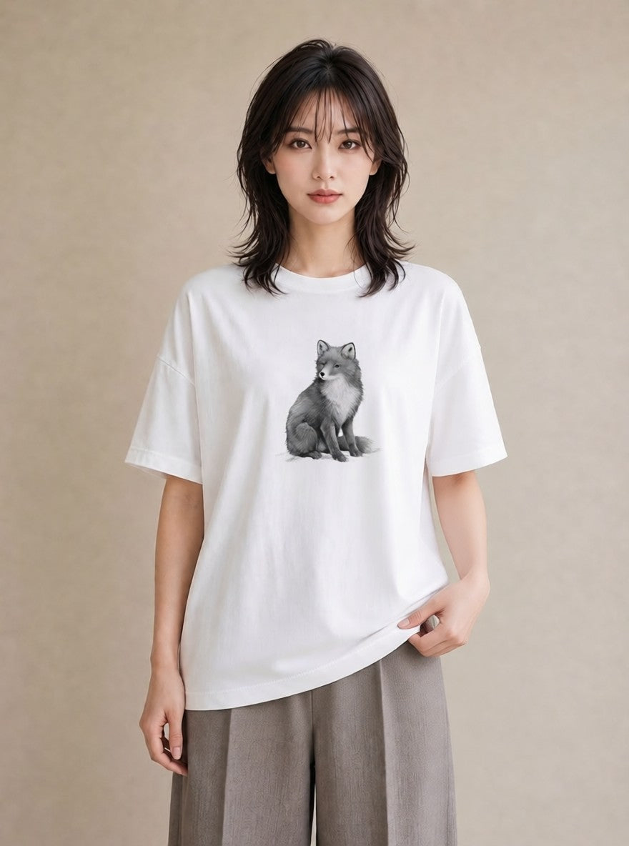 デザインTシャツ レディース たぬき 動物 アニマル イラスト 可愛い 部屋着 女性向けギフト 白T YMAZO