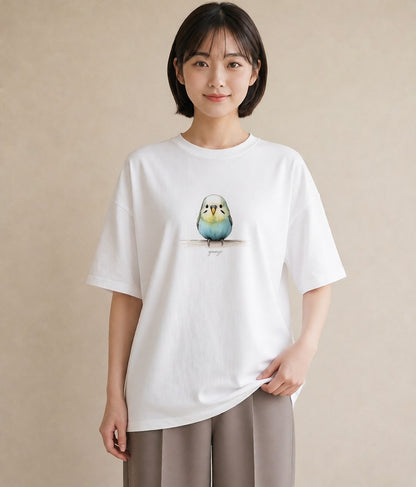 プリントTシャツ レディース ことり ペット 動物 イラスト 韓国風 カフェ服 クリスマス 白T YMAZO