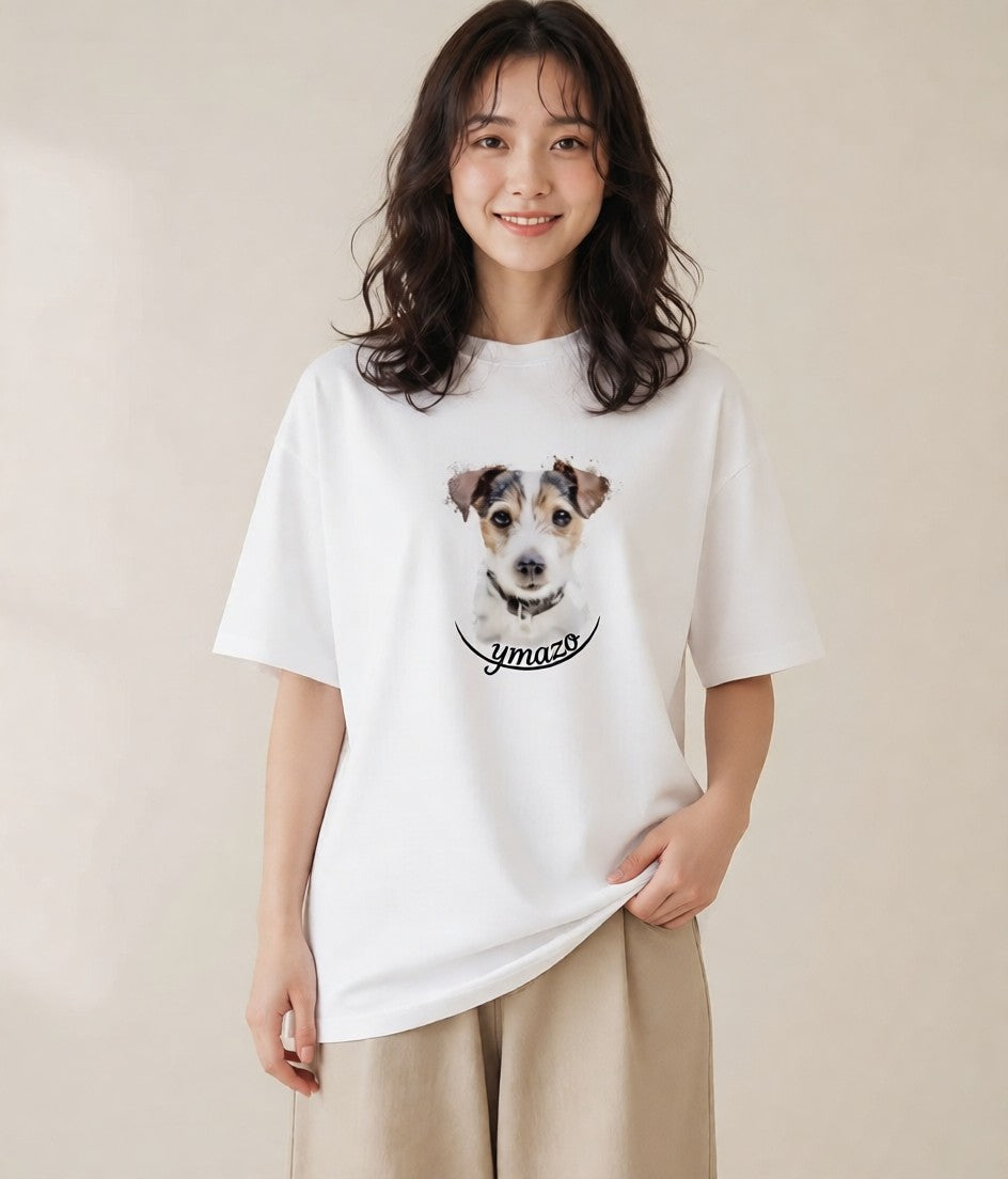 Tシャツ レディース ジャックラッセルテリア 犬 いぬ イラスト 北欧風 春服 ミセス 白T YMAZO