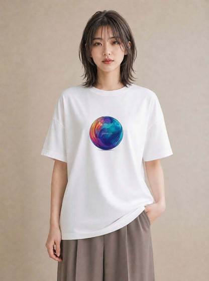 デザインTシャツ レディース プラネット 星空 宇宙 イラスト 女性 旅行用 白T YMAZO