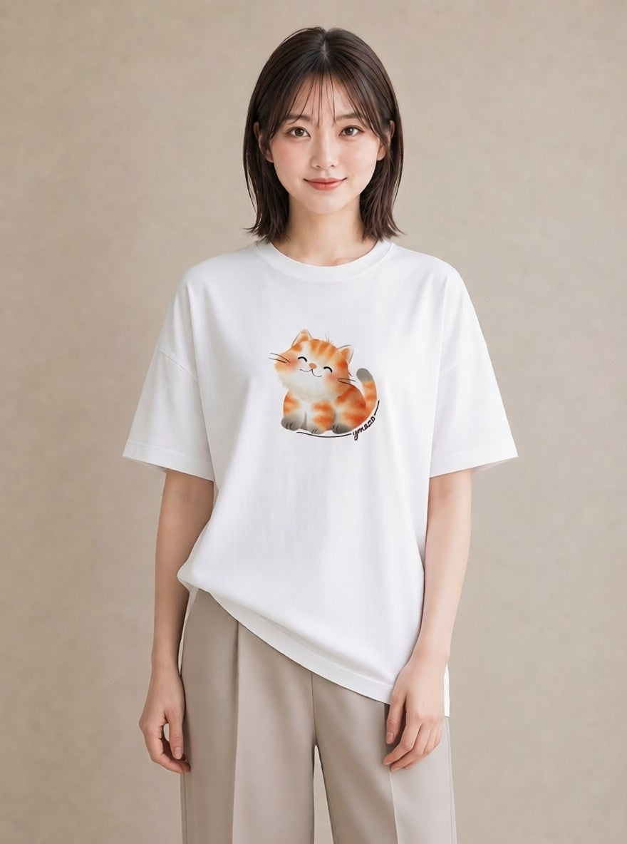 グラフィックTシャツ レディース アメリカンショートヘア 猫 ねこ イラスト 送別ギフト 通勤 白T YMAZO