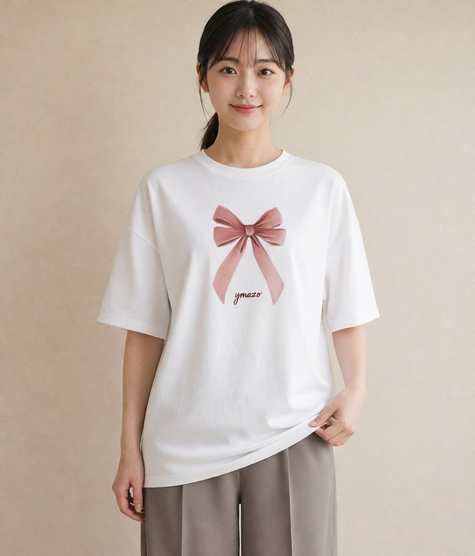 グラフィックTシャツ レディース バレエシューズ バレエ トウシューズ ナチュラル アンティーク イラスト モード 通勤 在宅 白T YMAZO