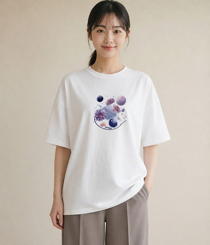 グラフィックTシャツ レディース 牡羊座 星空 宇宙 イラスト カジュアルコーデ 買い物 白T YMAZO
