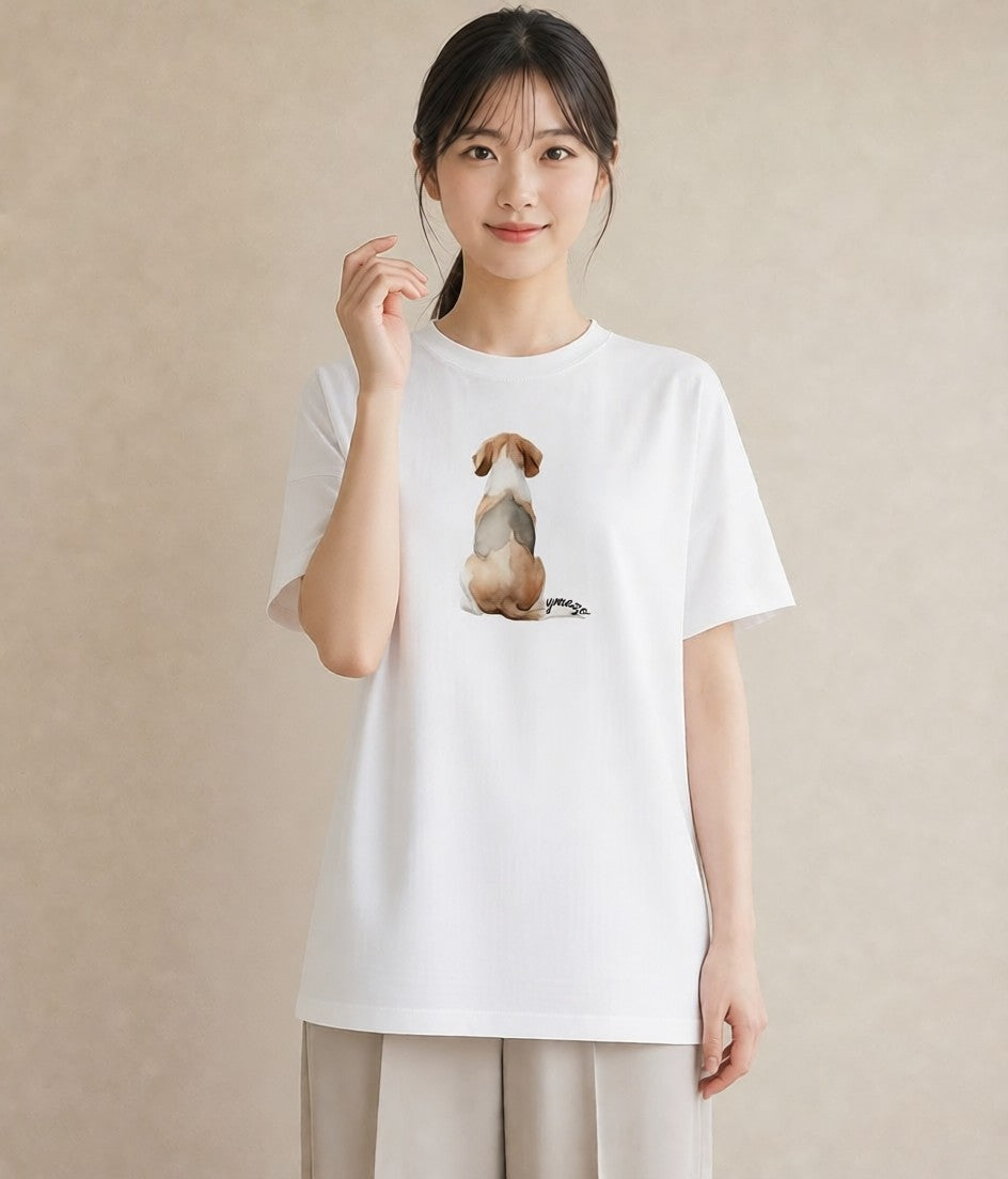デザインTシャツ レディース ビーグル 犬 いぬ イラスト 休日コーデ 夏コーデ 通学 白T YMAZO