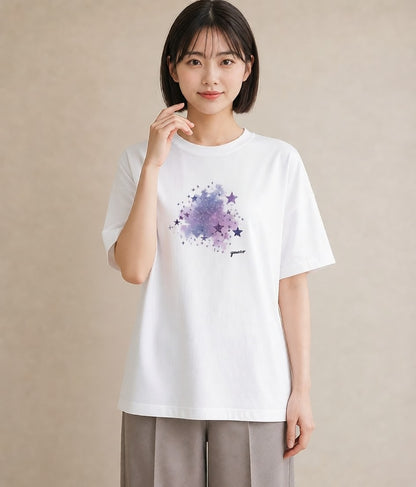 デザインTシャツ レディース 射手座 星空 宇宙 イラスト レトロ 友達ギフト 部屋着 白T YMAZO