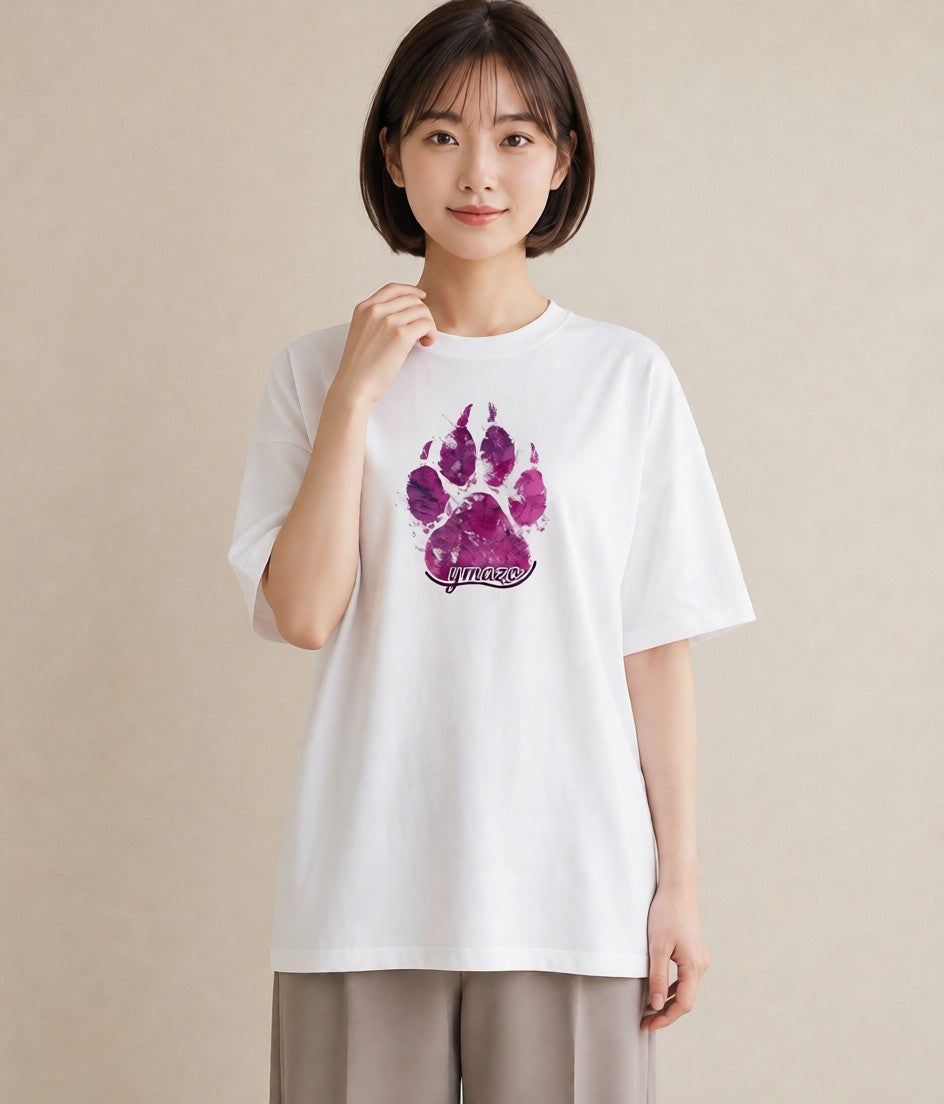 Tシャツ レディース 猫の手 猫 ねこ イラスト 抜け感 女子会 お揃い 白T YMAZO