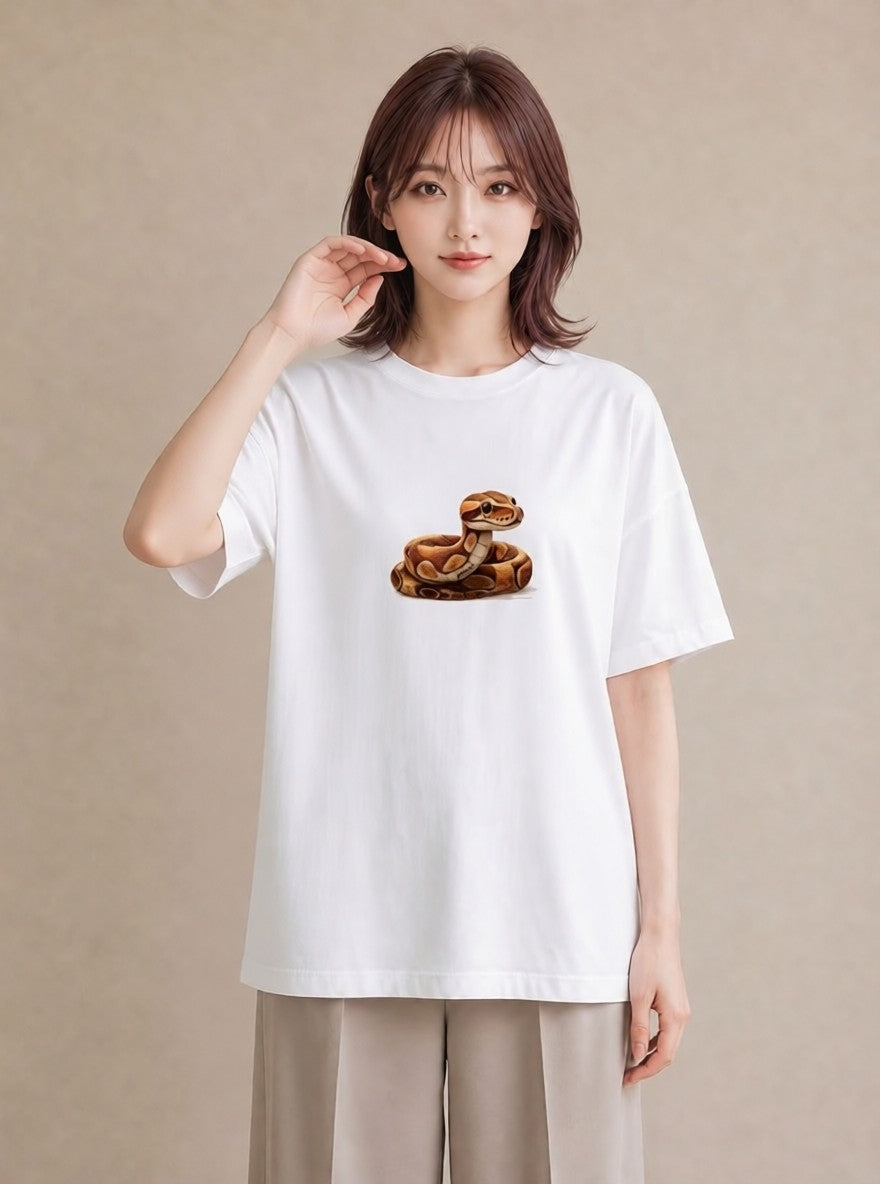 デザインTシャツ レディース レオパ ペット 動物 イラスト レトロ 秋コーデ おしゃれギフト 白T YMAZO