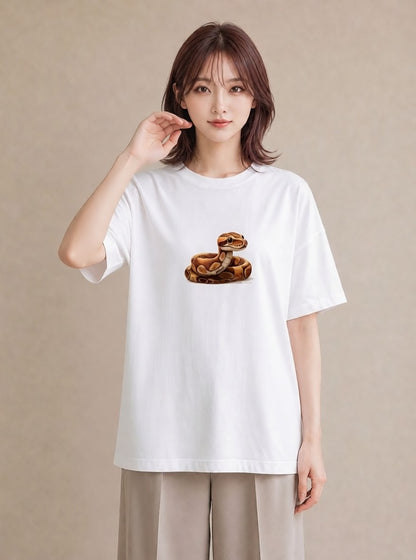 デザインTシャツ レディース レオパ ペット 動物 イラスト レトロ 秋コーデ おしゃれギフト 白T YMAZO