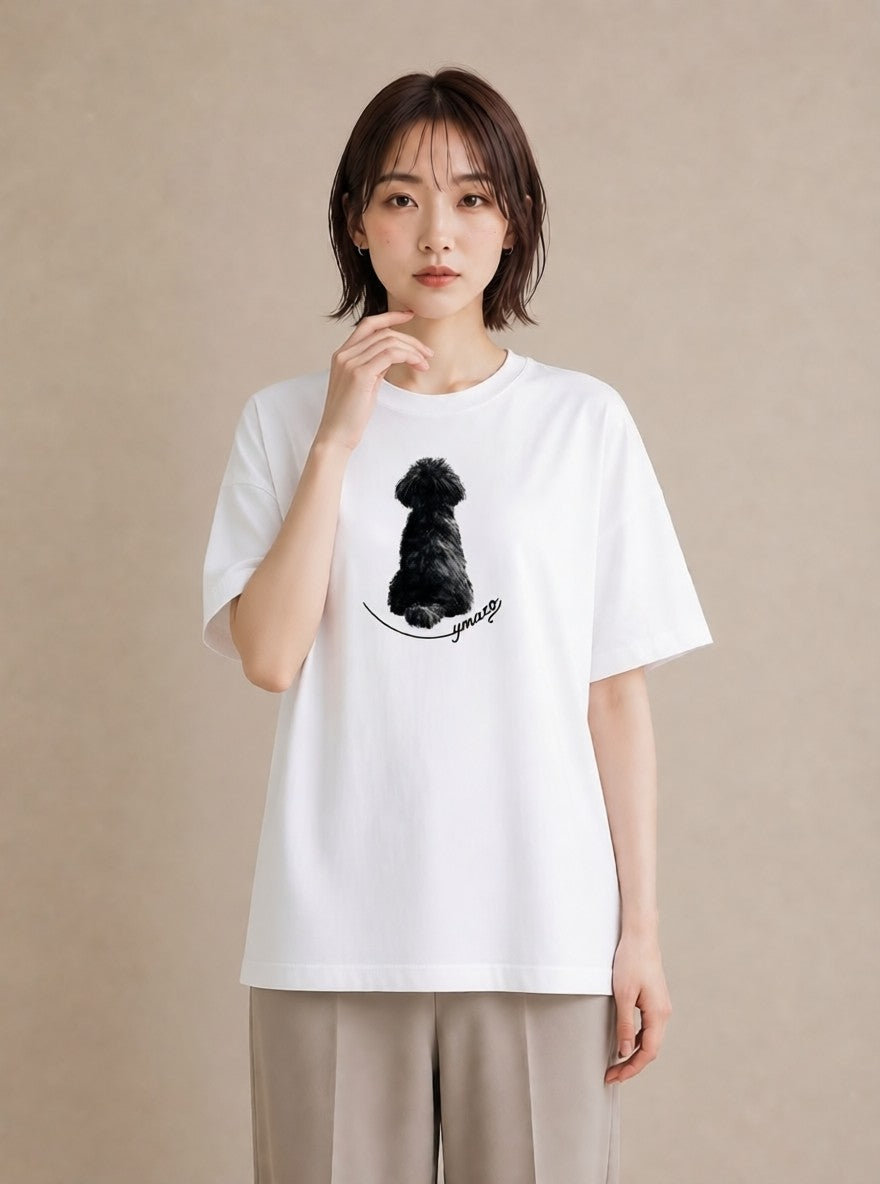 半袖Tシャツ レディース トイプードル プードル 犬 いぬ イラスト 週末コーデ 敬老の日 白T YMAZO