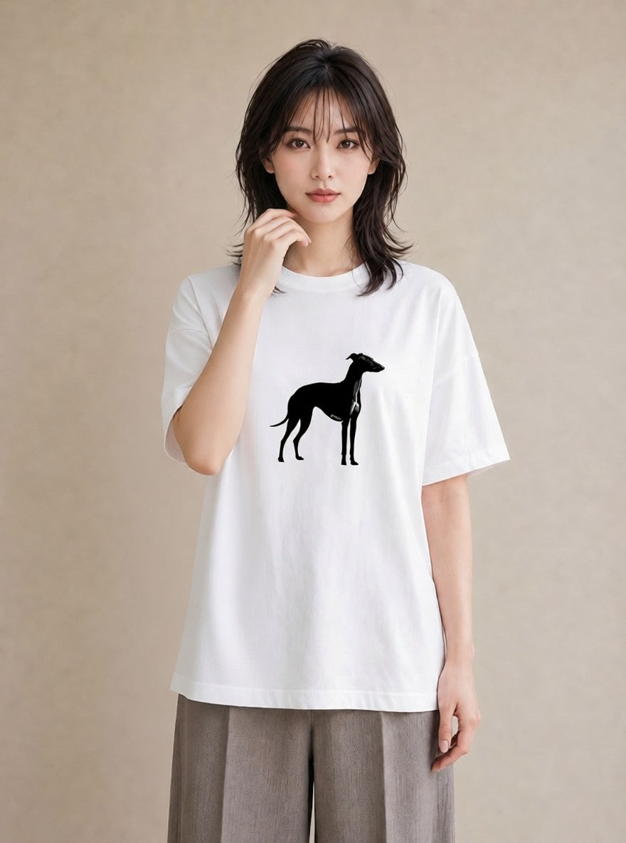 半袖Tシャツ レディース イタリアングレーハウンド 犬 いぬ イラスト アート風 ビーチ デイリーウェア 白T YMAZO