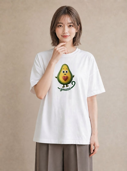 プリントTシャツ レディース アボカド 食べ物 フード イラスト ヴィンテージ風 お揃い 親子 白T YMAZO