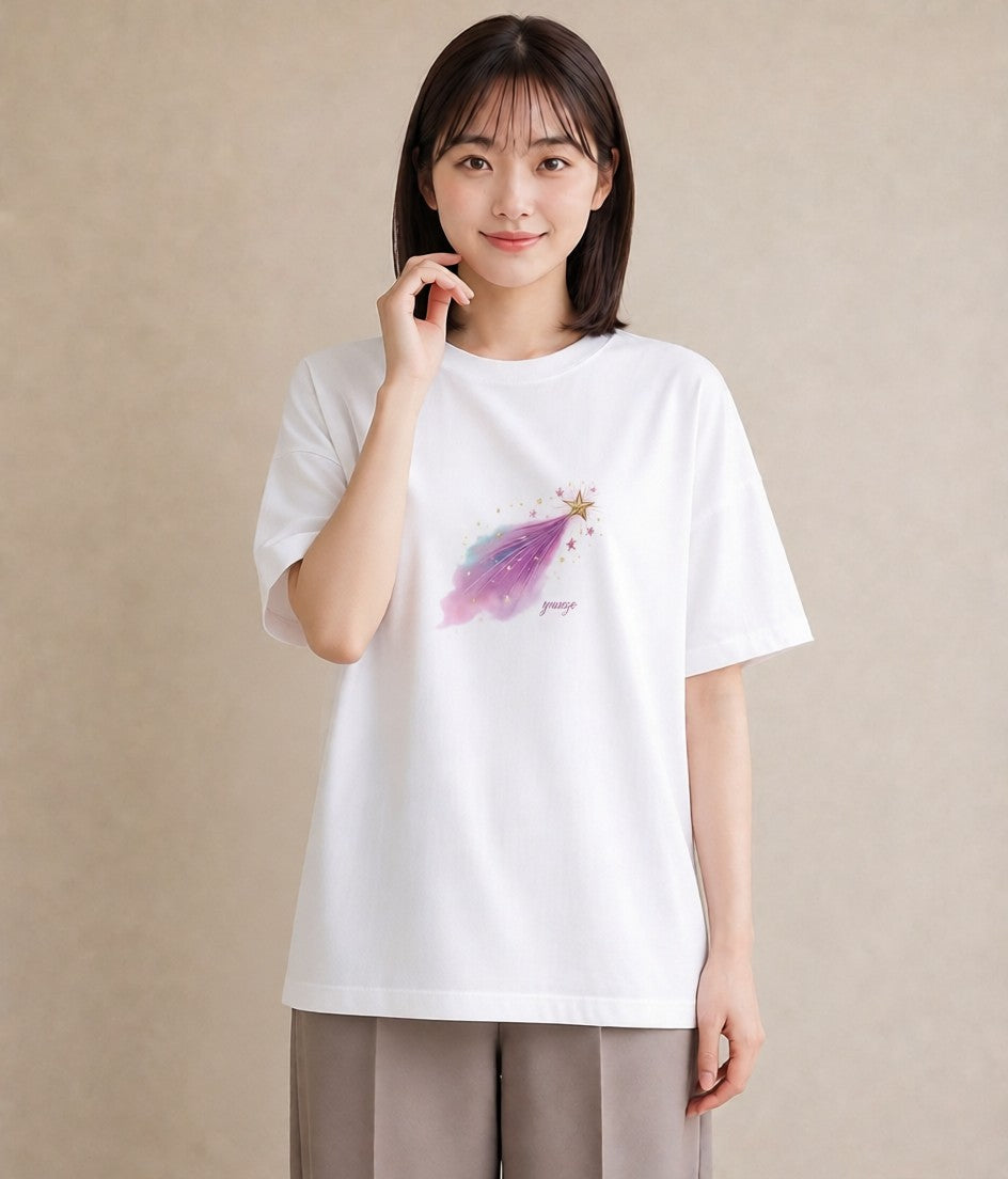 デザインTシャツ レディース 蟹座 星空 宇宙 イラスト 淡色 部屋着 女性向けギフト 白T YMAZO