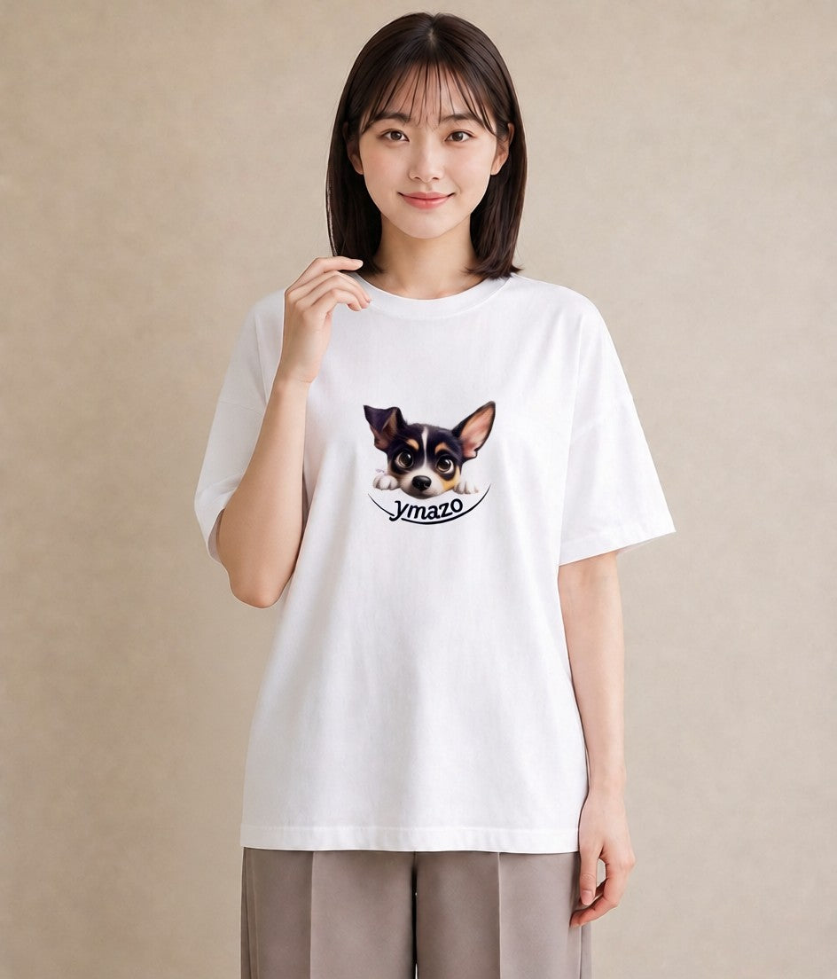 グラフィックTシャツ レディース チワワ 犬 いぬ イラスト モード 買い物 夏コーデ 白T YMAZO