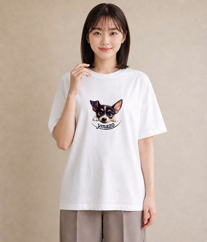 グラフィックTシャツ レディース チワワ 犬 いぬ イラスト モード 買い物 夏コーデ 白T YMAZO