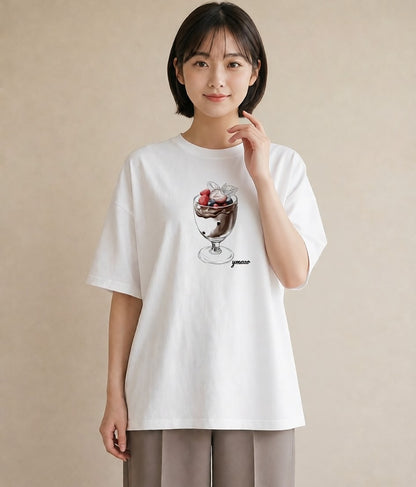 デザインTシャツ レディース あんみつ 食べ物 フード イラスト ニュアンス お出かけ 普段着 白T YMAZO