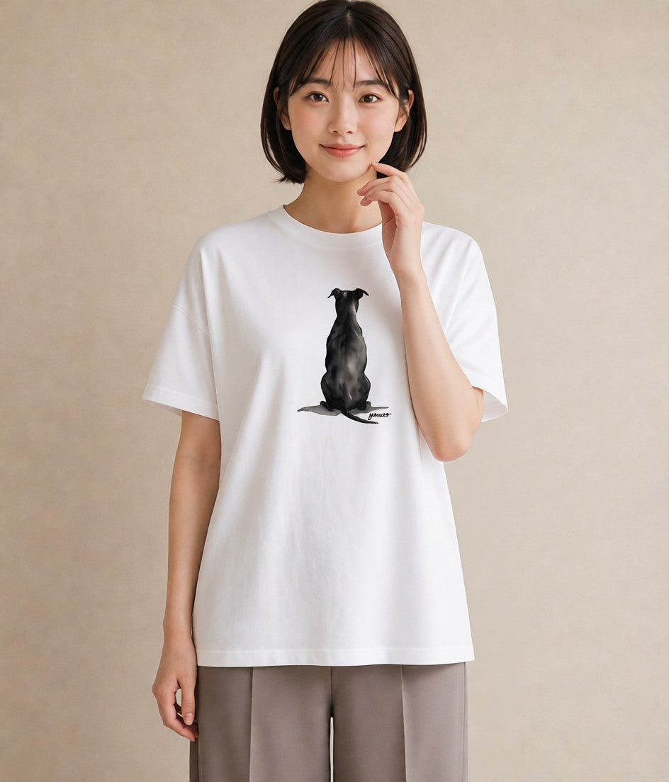 Tシャツ レディース 犬 いぬ イラスト きれいめカジュアル 自分用 ルームウェア 白T YMAZO