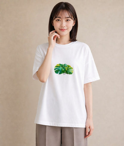 グラフィックTシャツ レディース モンステラ 植物 ボタニカル イラスト きれいめカジュアル 海 カフェ巡り 白T YMAZO