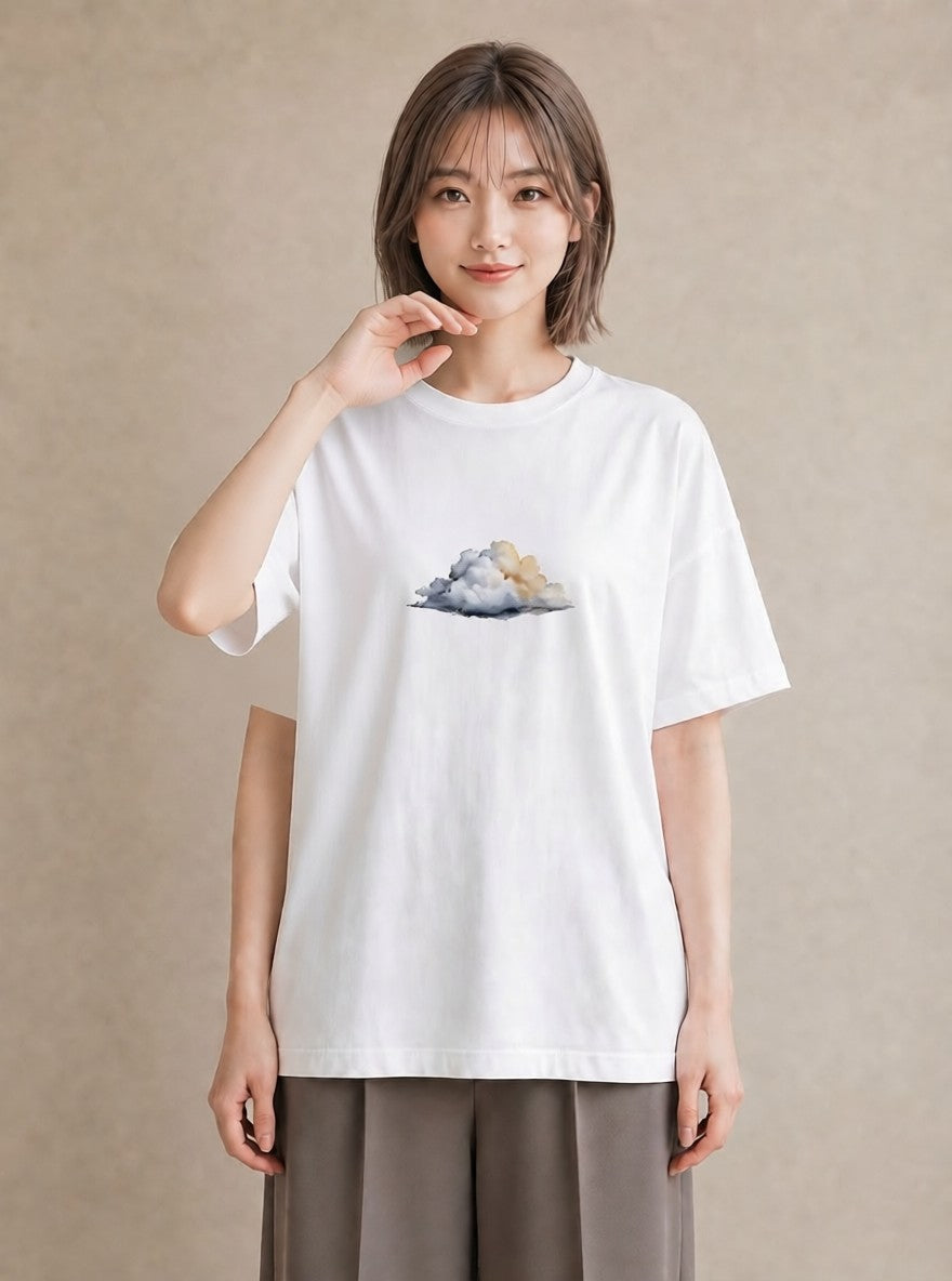 Tシャツ レディース 虹 星空 宇宙 イラスト ミニマル 通勤 在宅 白T YMAZO