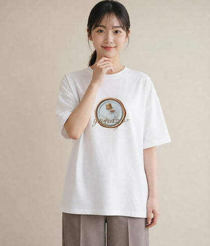 プリントTシャツ レディース 封蝋 手紙 アンティーク ナチュラル イラスト 韓国風 綿100 デート 白T YMAZO