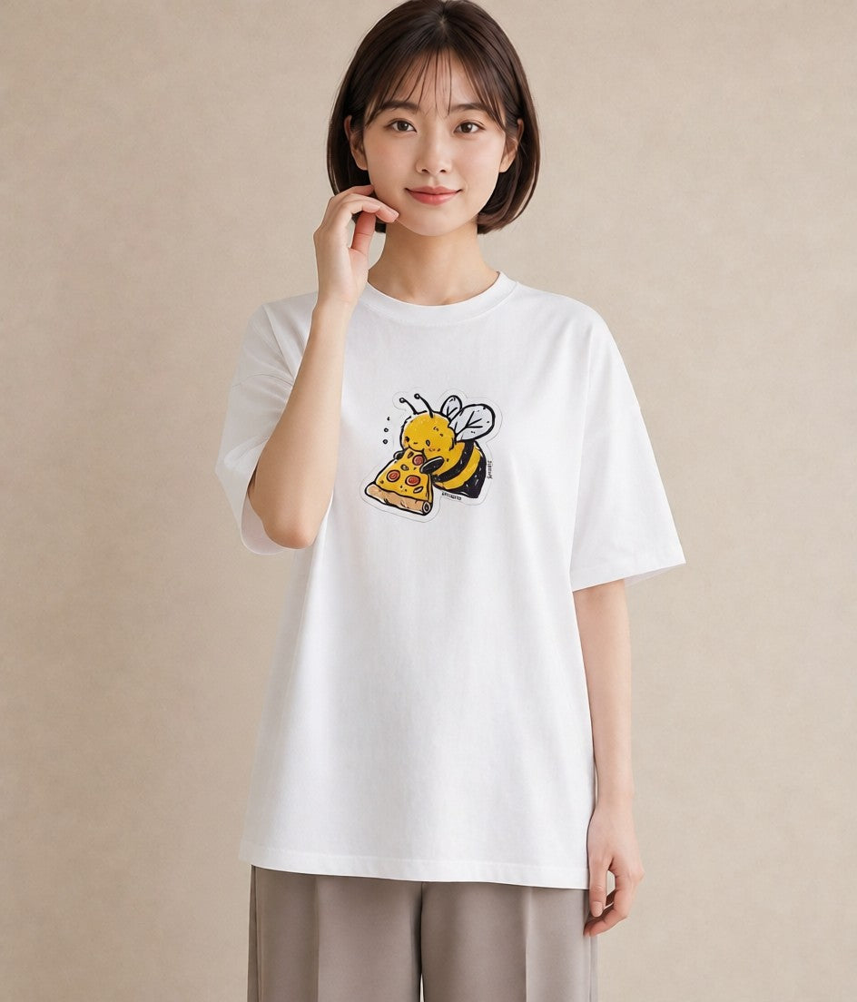 プリントTシャツ レディース みつばち 昆虫 虫 イラスト 水彩風 ホワイトデー 春服 白T YMAZO
