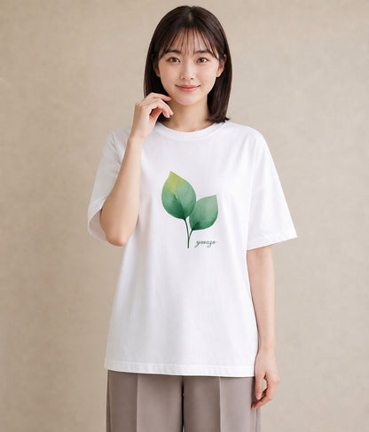 半袖Tシャツ レディース 苔 植物 ボタニカル イラスト ニュアンス 帰省 ラフ 白T YMAZO