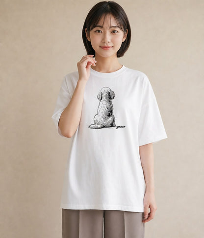 半袖Tシャツ レディース 保護犬 犬 いぬ イラスト アート風 在宅 公園 白T YMAZO