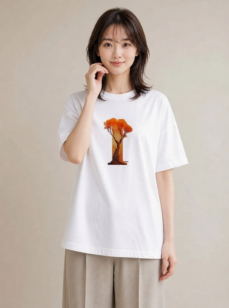 Tシャツ レディース 木 植物 ボタニカル イラスト ポップ カフェ服 クリスマス 白T YMAZO