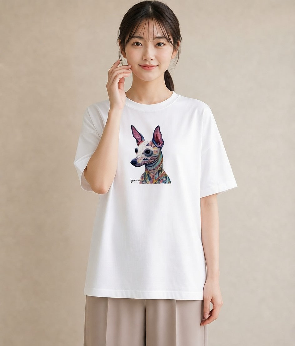 半袖Tシャツ レディース チワワ 犬 いぬ イラスト 可愛い 敬老の日 ホワイトデー 白T YMAZO