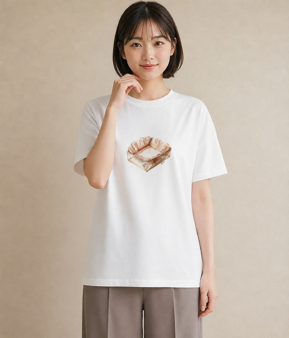 プリントTシャツ レディース 食パン 食べ物 フード イラスト ラフ ペアコーデ 秋コーデ 白T YMAZO