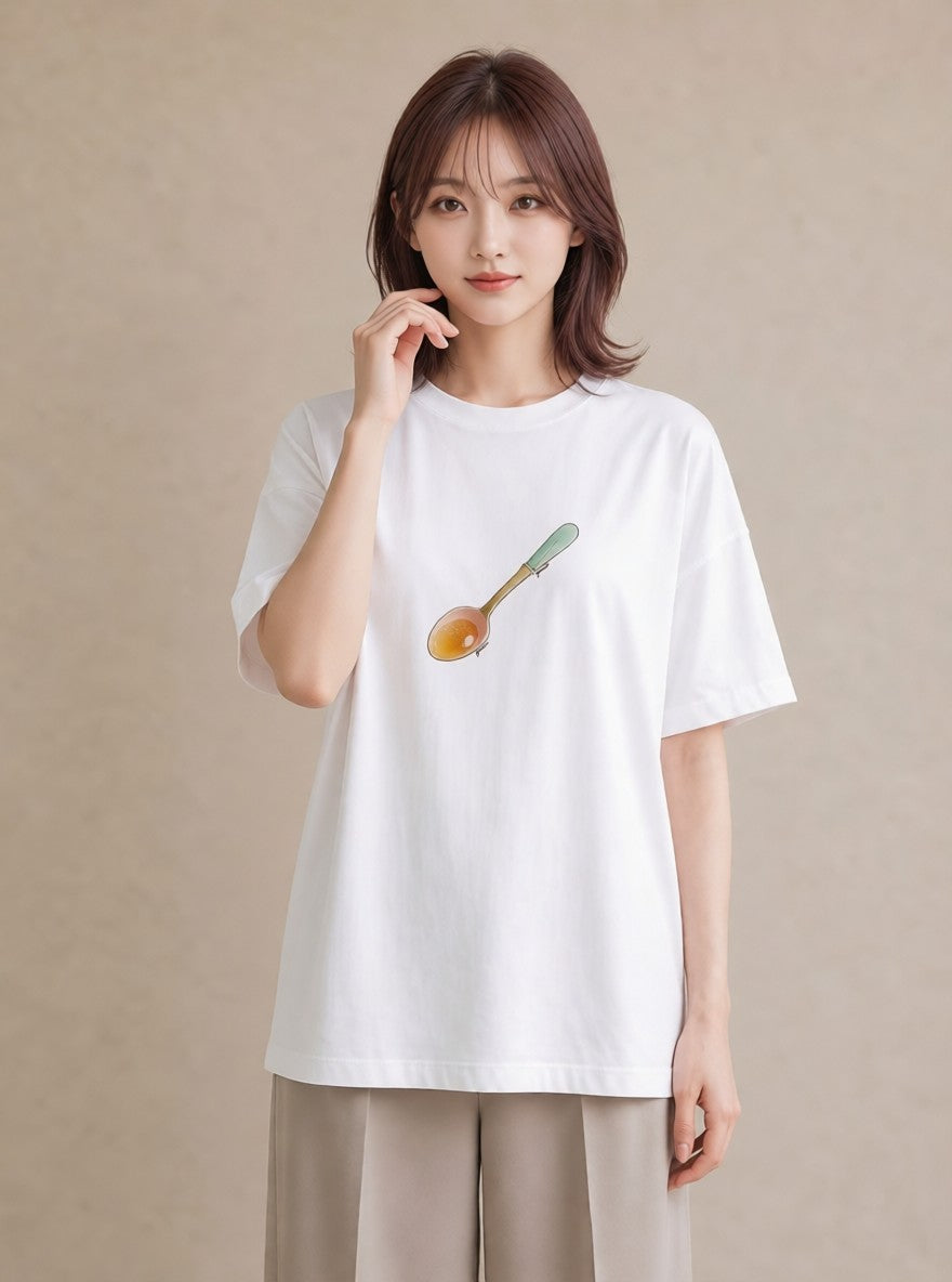 Tシャツ レディース パフェ 食べ物 フード イラスト きれいめカジュアル 誕生日プレゼント 綿100 白T YMAZO