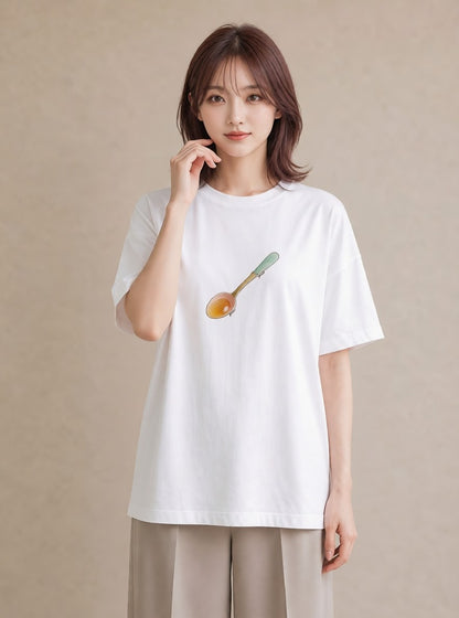 Tシャツ レディース パフェ 食べ物 フード イラスト きれいめカジュアル 誕生日プレゼント 綿100 白T YMAZO