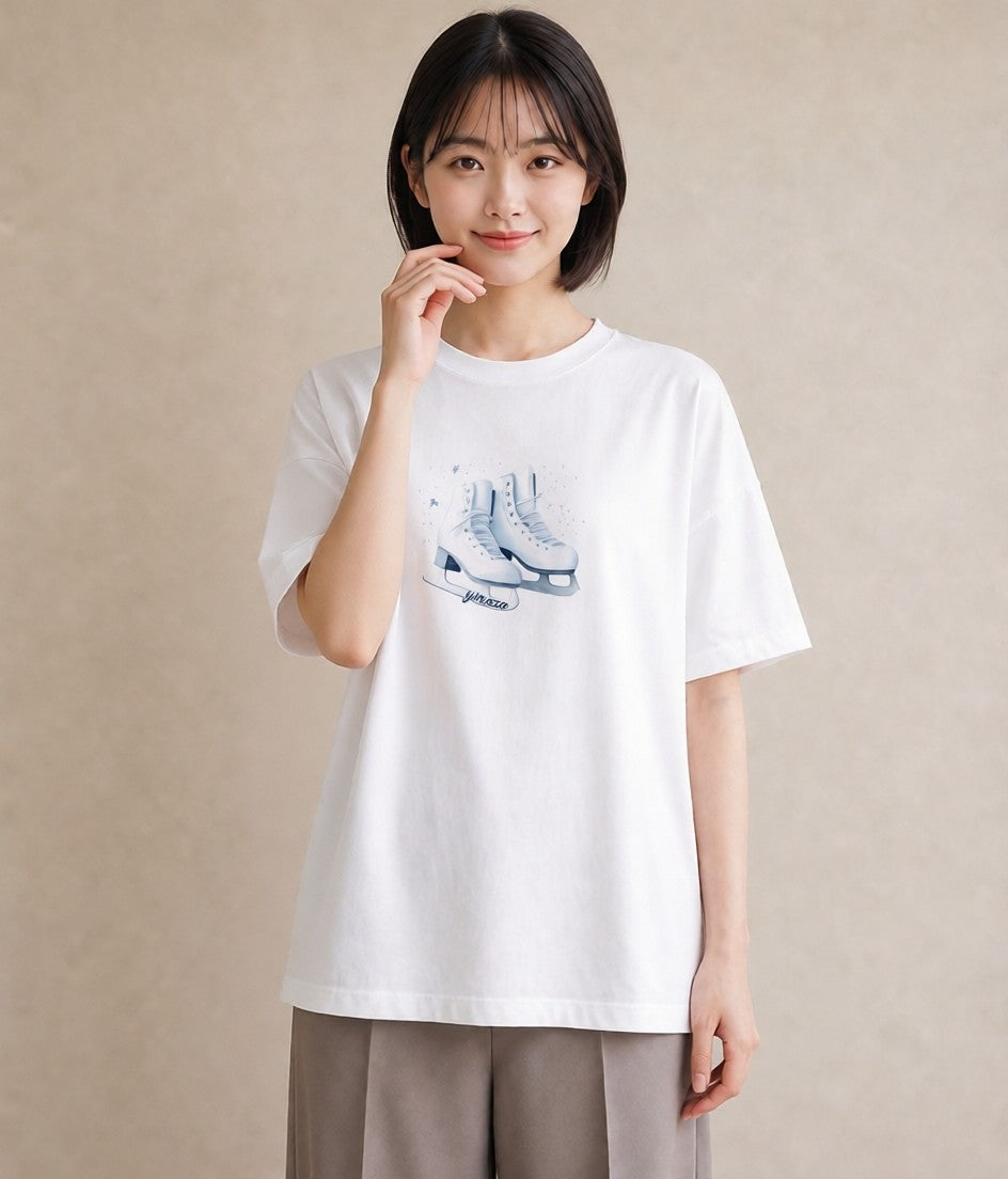 デザインTシャツ レディース 雪 星空 宇宙 イラスト ヴィンテージ風 ママ カフェ服 白T YMAZO