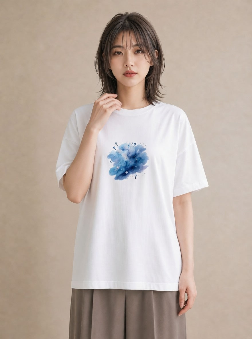 Tシャツ レディース 宇宙 星空 イラスト 手描き風 週末コーデ 敬老の日 白T YMAZO
