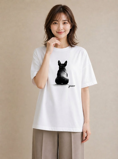 グラフィックTシャツ レディース 犬好き 犬 いぬ イラスト シンプル 女性 旅行用 白T YMAZO