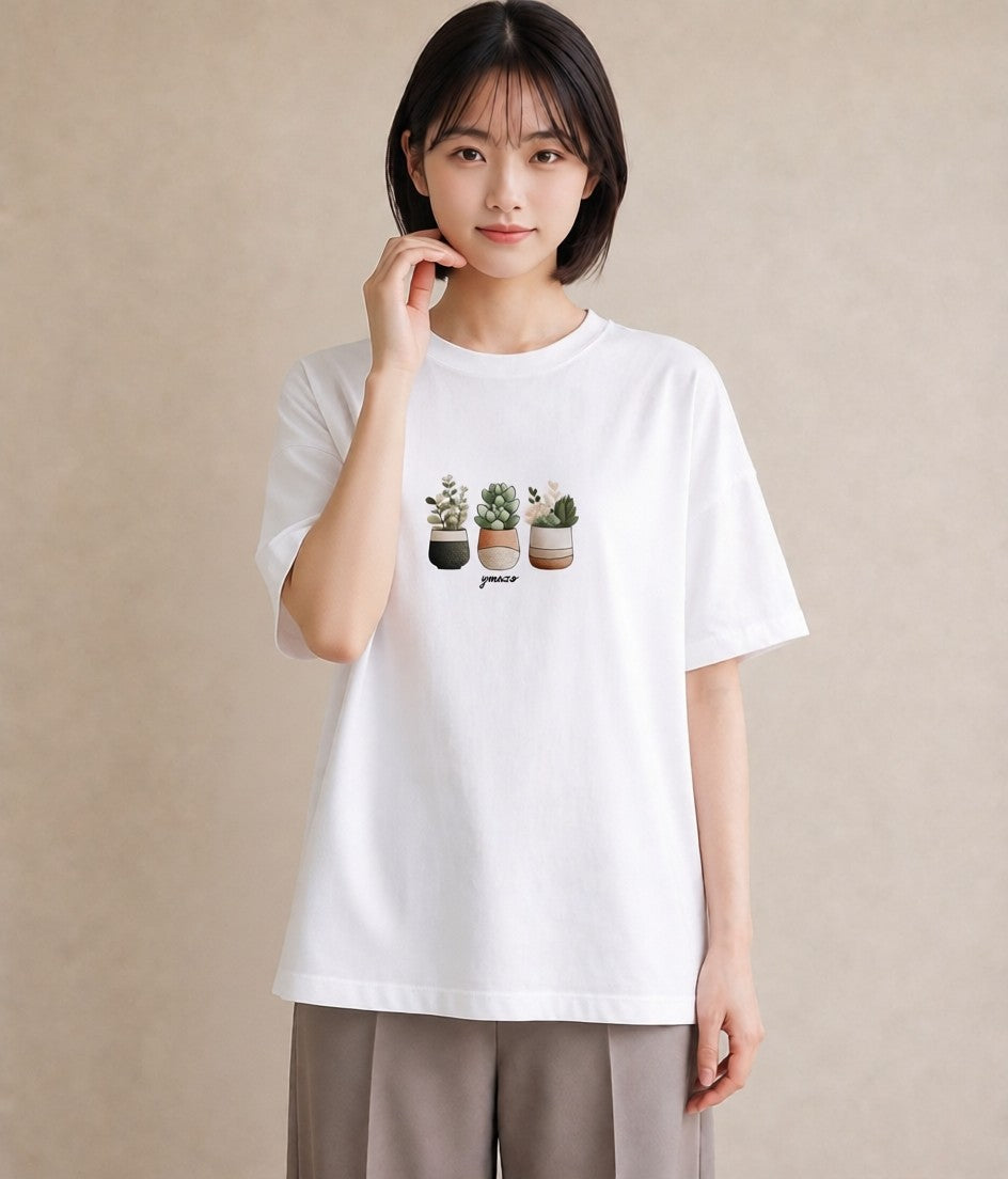 プリントTシャツ レディース 夕暮れ バルコニー 夕焼け ナチュラル アンティーク イラスト フェミニン 母娘コーデ 自分用 白T YMAZO