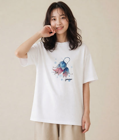 デザインTシャツ レディース 魚座 星空 宇宙 イラスト 淡色 春コーデ 姉妹 白T YMAZO