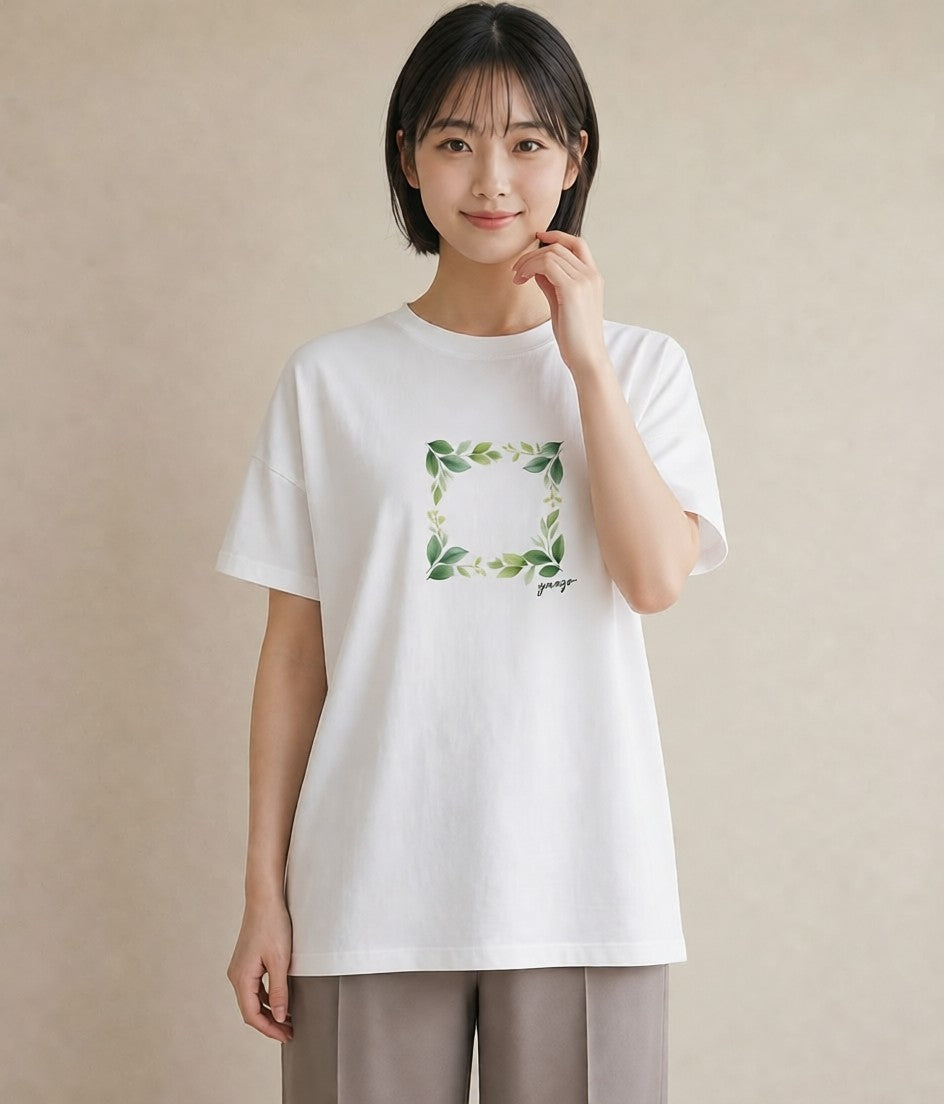 半袖Tシャツ レディース つる 植物 ボタニカル イラスト お洒落 女性 旅行用 白T YMAZO