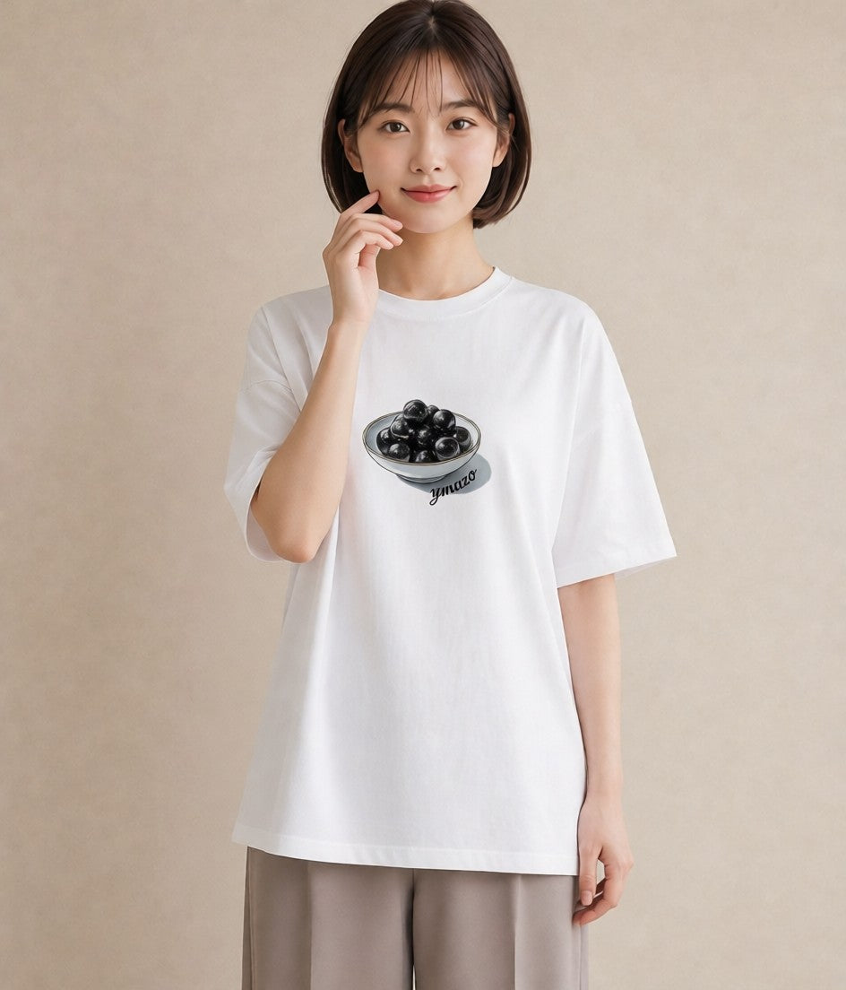 Tシャツ レディース ブルーベリー 食べ物 フード イラスト 淡色 女性向けギフト 散歩 白T YMAZO