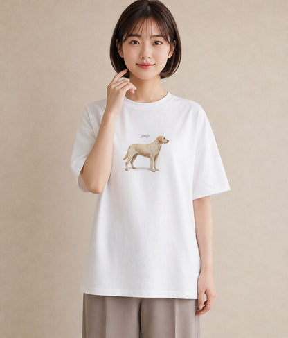 半袖Tシャツ レディース ラブラドールレトリバー 犬 いぬ イラスト シンプル 母の日 ビーチ 白T YMAZO