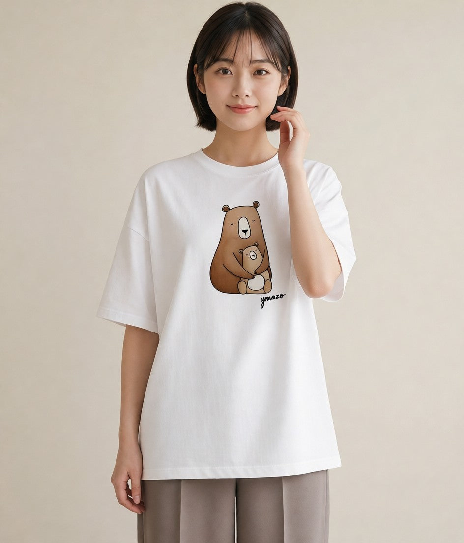 グラフィックTシャツ レディース くま クマ ベア 動物 アニマル イラスト きれいめ 敬老の日 ホワイトデー 白T YMAZO