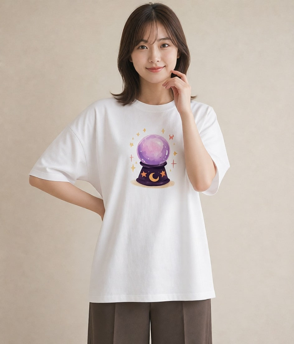 デザインTシャツ レディース 双子座 星空 宇宙 イラスト シック カフェ服 クリスマス 白T YMAZO