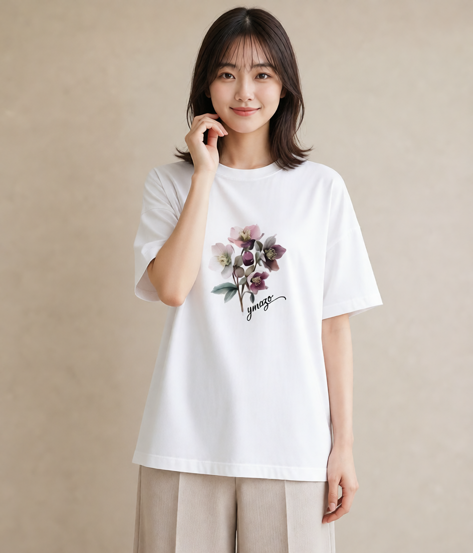 Tシャツ レディース 花 花柄 イラスト カジュアル 女性 旅行用 白T YMAZO