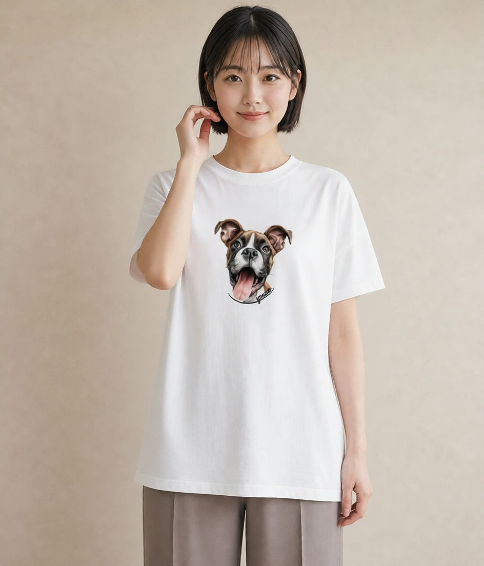デザインTシャツ レディース 白柴 犬 いぬ イラスト ガーリー ラフ レイヤード 白T YMAZO