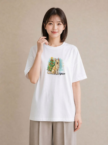 プリントTシャツ レディース ジャーマンシェパード 犬 いぬ イラスト ラフカジュアル お揃い 親子 白T YMAZO