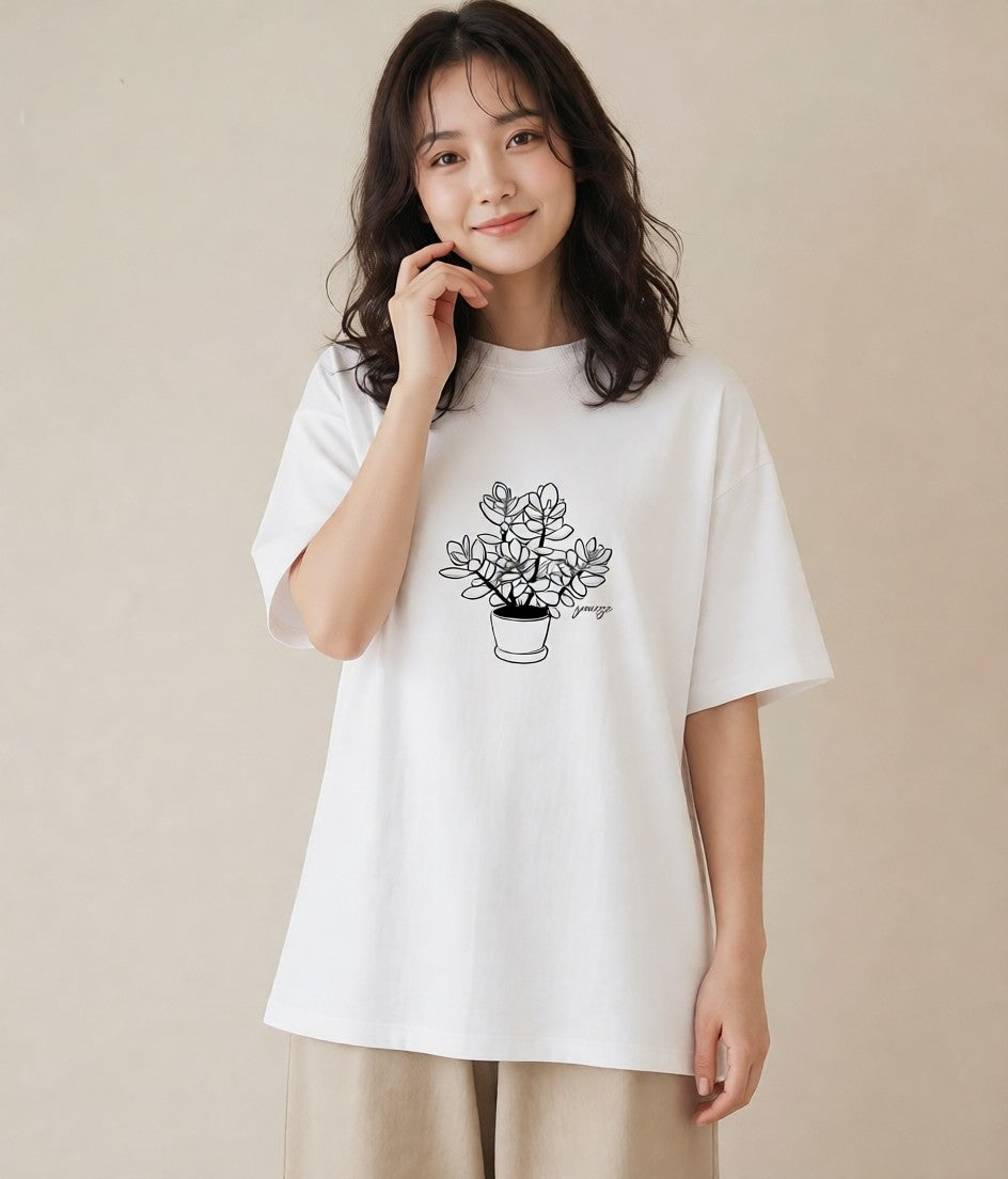 グラフィックTシャツ レディース 夕暮れ バルコニー 夕焼け ナチュラル アンティーク イラスト ゆるコーデ 女子会 お揃い 白T YMAZO