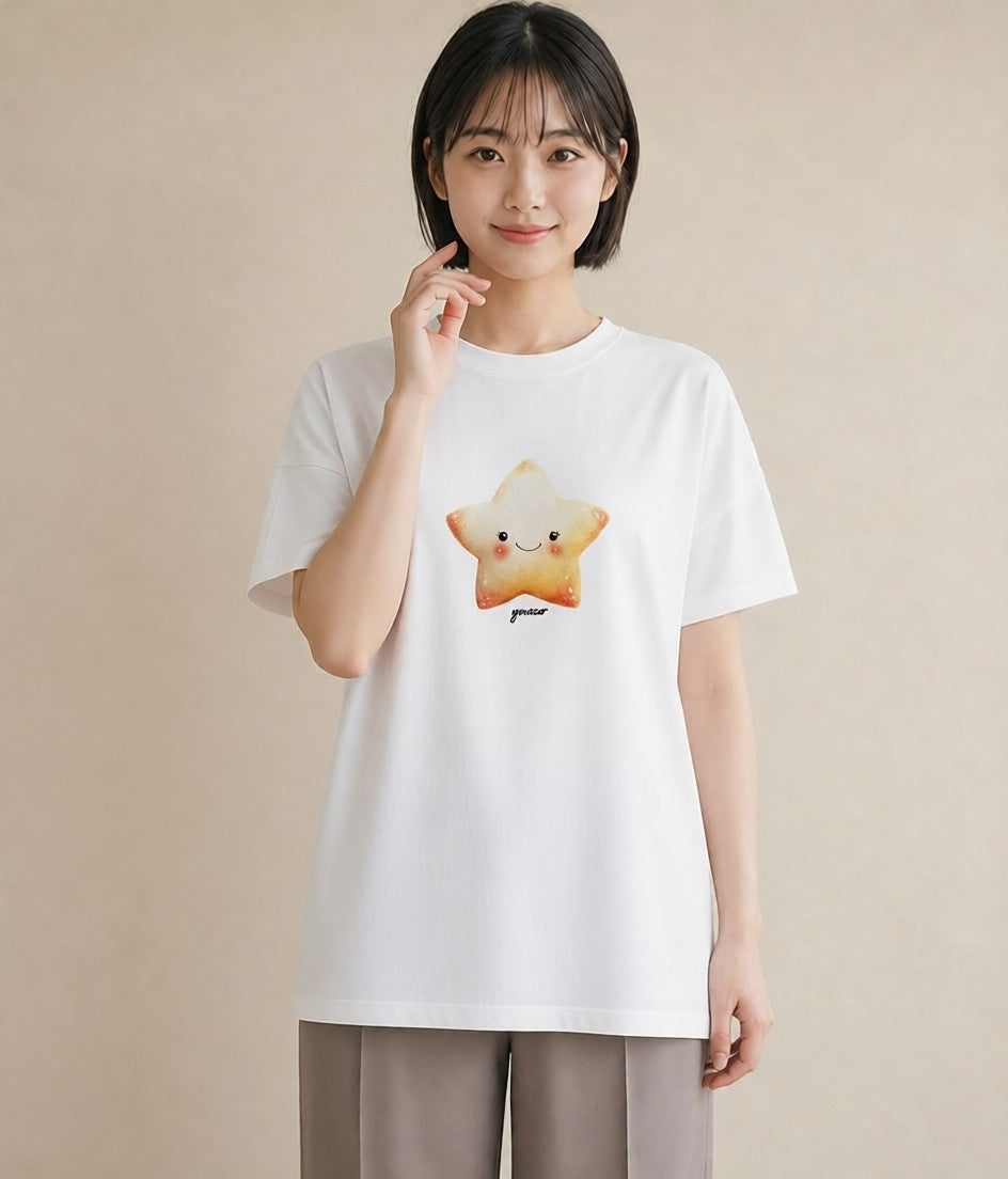 グラフィックTシャツ レディース スター 星空 宇宙 イラスト 普段使い カフェ巡り 女子会 白T YMAZO