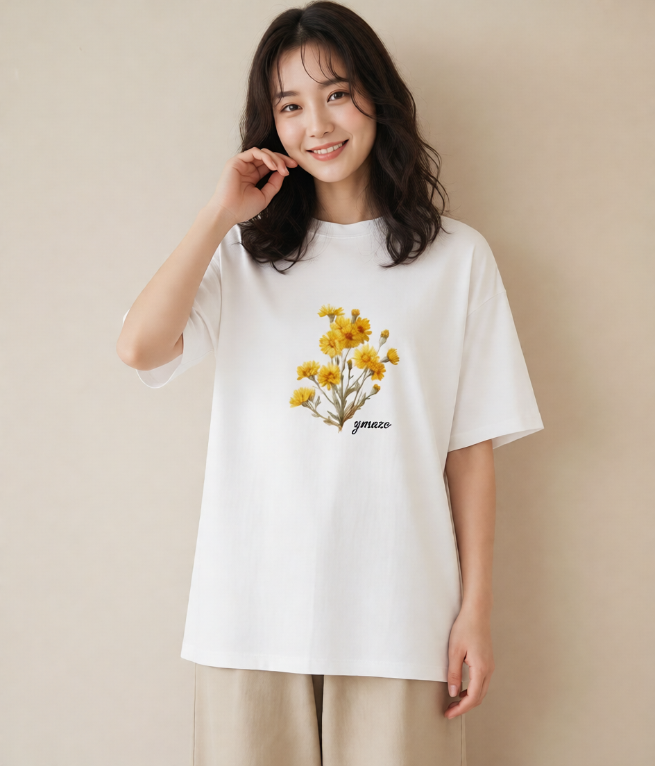 プリントTシャツ レディース たんぽぽ 花 花柄 イラスト 淡色 お出かけ 普段着 白T