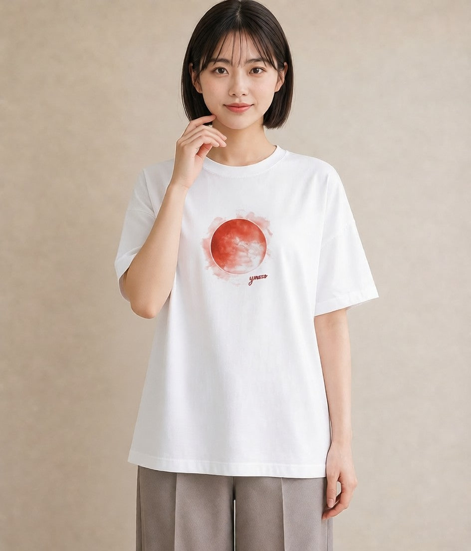 デザインTシャツ レディース 満月 星空 宇宙 イラスト ガーリー ルームウェア ギフト 白T YMAZO
