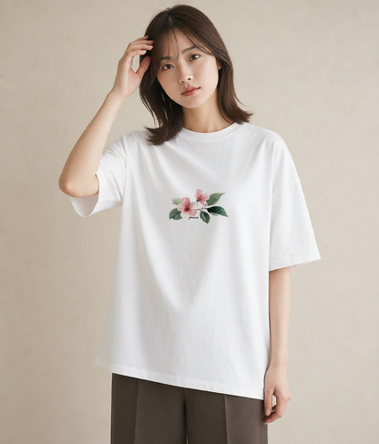 デザインTシャツ レディース 花 花柄 イラスト 春コーデ 姉妹 白T YMAZO