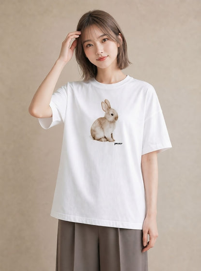 プリントTシャツ レディース チンチラ ペット 動物 イラスト お揃い 親子 白T YMAZO